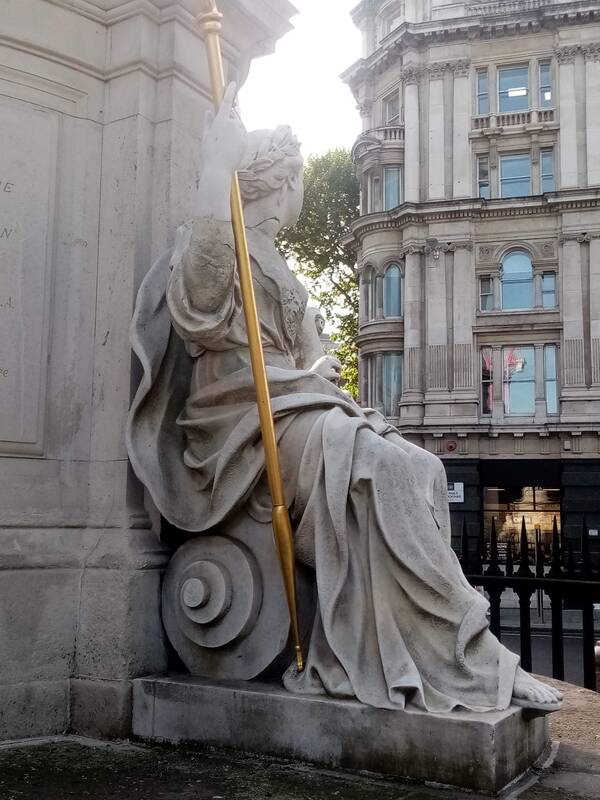 The l statue of Queen Anne  outside St Pauls Cathedral in London